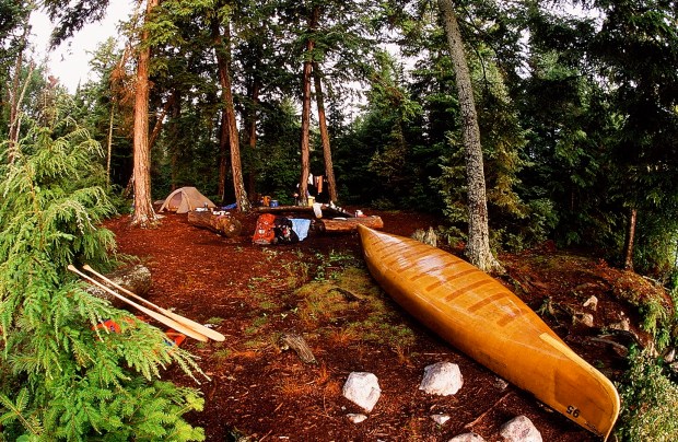 Island campsite at Three Mile Lake.