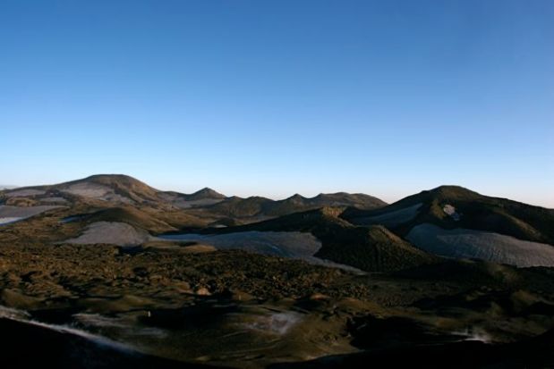 The ice and volcanic dunes of Eyjafjallajokull, 13 September 2011.